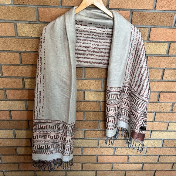 Original PASHMINA Soft 100% Pashmina Shawl Wrap Scarf 70”X28” Geometric - Picture 2 of 4